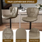 Nalupatio Modern Bar Stools Set of 2, Adjustable Faux Leather Upholstered - Image 3