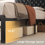 Fluest Queen Bed Frame with Headboard PU Leather Upholstered Bed Frame Platform - Image 5