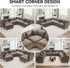 113'' V Shaped Cloud Sectional Sofa, Oversized Deep Seat Couches - Image 6
