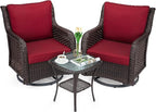 Towallmark Outdoor Swivel Wicker Glider Patio Chairs - Image 9