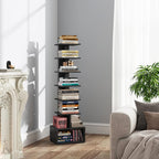 TUTOTAK Narrow Bookshelf, Vertical 8-Tier Bookcase, Spine Book Shelf - Image 3
