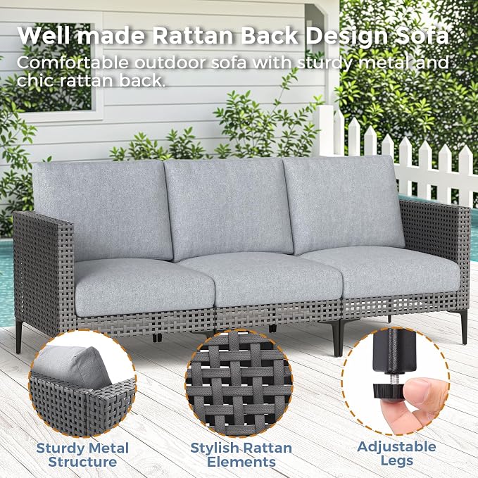 Jocoevol 5 Pieces Outdoor Patio Conversation Set – Rattan L-Shaped Corner Sofa - Image 5