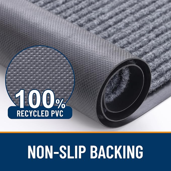 OLANLY 2-Pack Front Door Mats 71x47, Waterproof Heavy-Duty Doormats | Light Gray - Image 3