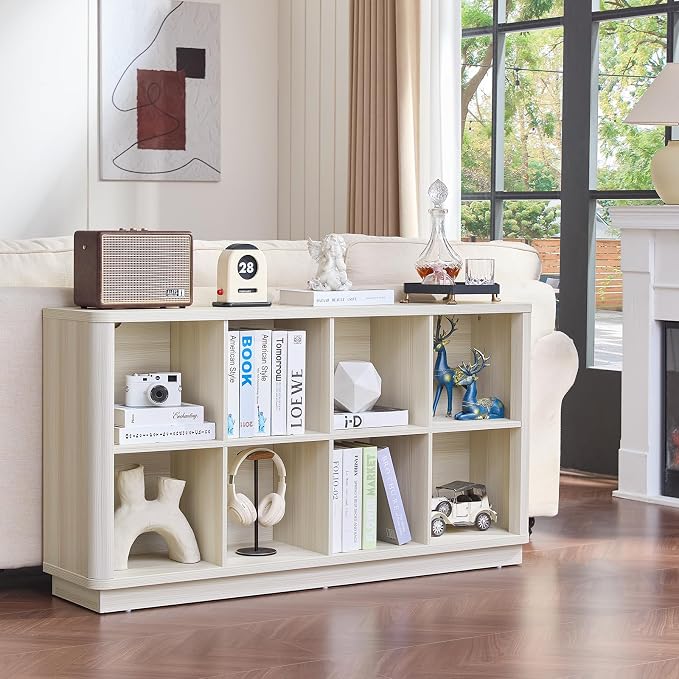 Joaxswe 8 Cube Storage Bookcase, Wood Low 2-Tier Cubby Console Bookshelf - Image 5