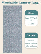 SERISSA 2'6"x8' Washable Non Slip Floral Boho Runner Rug - Image 6