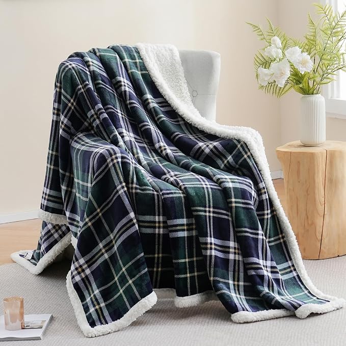 PU MEI Sherpa Fleece Throw Blanket 80" x 90" Reversible Plush Fluffy Large Big by HOME