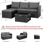 Shintenchi 4 Pieces Patio Furniture Sets, Outdoor Sofa Patio Sectional Sets All - Image 4
