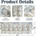 jinchan Ruffled Floral Valance Linen Shabby Chic Small Window Curtain 18 Inch - Image 8