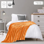 Utopia Bedding Soft Fleece Bed Blanket Twin Size Burnt Orange | Microfiber - Image 2