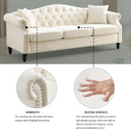 79" 2 Piece 3-Seater Velvet Chesterfield Sofa - Image 7