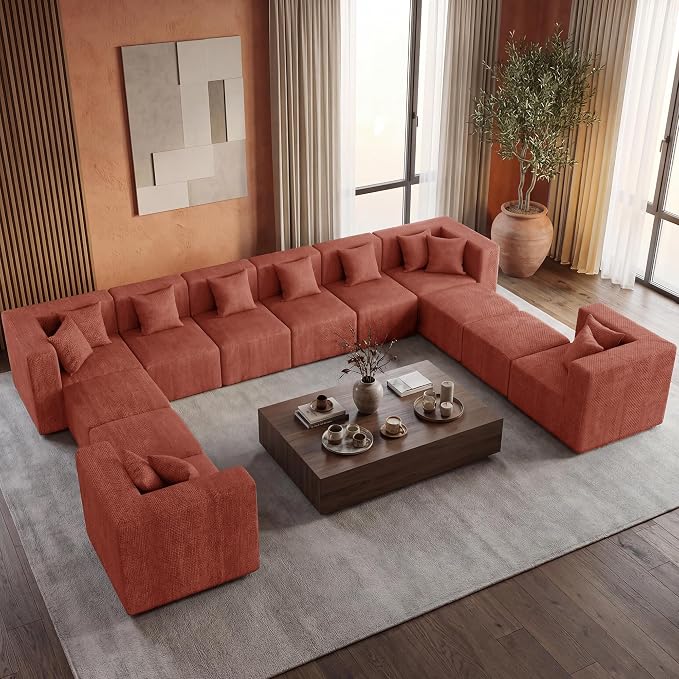 MONVANE Modular Sectional Sofa, Oversized 12 Seat Convertible U Shaped Couch - Image 4