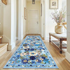 Blue Floral Hallway Runner Rug 3x7 by WelcometoBabovid