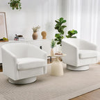 Swivel Barrel Accent Chairs Set of 2, Round Chenille Fabric Living Room Arm - Image 9