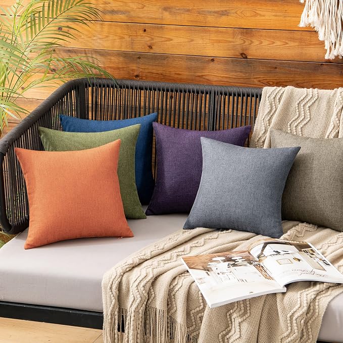MIULEE Pack of 2 Decorative Outdoor Solid Waterproof Throw Pillow Covers Faux - Image 3