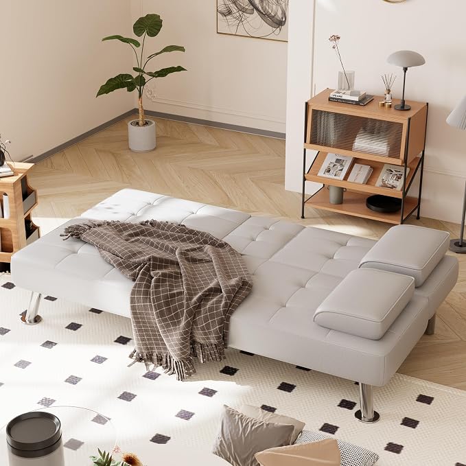 Shahoo Convertible Folding Futon Sofa Bed Sleeper Couch - Image 3