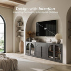 BELLEZE 3-Piece Modular Sideboard Cabinet Freely Configurable, Modern Wood - Image 3