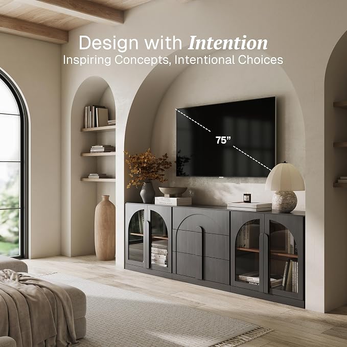 BELLEZE 3-Piece Modular Sideboard Cabinet Freely Configurable, Modern Wood - Image 3
