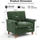 Mid Century Modern Accent Chair, Chenille Comfy Living Room Arm Chairs - Image 2