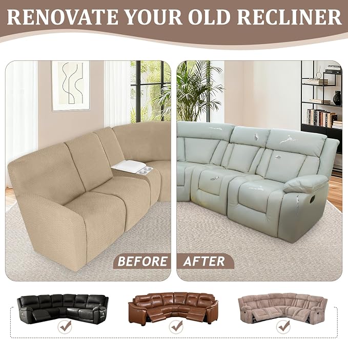 ALIECOM 100% Waterproof Recliner Sectional Couch Covers L Shape Stretch Corner - Image 7