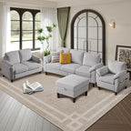 4 Piece Modern Corduroy Sofa Set, L-Shaped Sectional Couch - Image 4