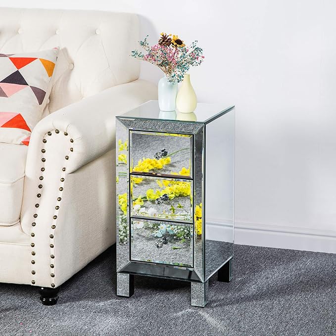 Mirrored End Table Modern Small Sofa Corner Table - Image 4
