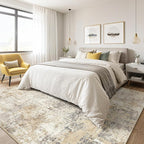 LOONGRUG 3x5 Rug Washable Neutral Modern Abstract Soft Rug Grey Gold | Stain - Image 4