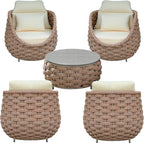 TWT Aluminum Outdoor Patio Furniture Set, 4 Textilene Armchairs Modern Outdoor - Image 4