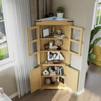 GarveeHome 67" Tall Corner Storage Cabinet, Farmhouse Corner Hutch Display - Image 7