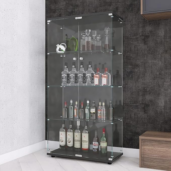 APRILSOUL Glass Display Cabinet 4-Shelf by Unknown
