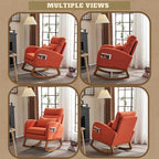 VINGLI Orange Linen Rocking Chair Nursery - Image 6