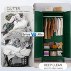 71" Metal Armoire Wardrobe Closet, Steel Clothing Storage Cabinet - Image 8