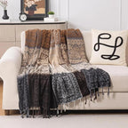 Boho Throw Blanket, Chenille Jacquard Tassels Throw Blankets by Unknown