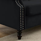 57" Chesterfield Black Velvet 2-Seater Sofa - Image 7