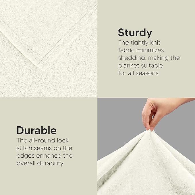 Utopia Bedding Ultra Soft Fleece Bed Blanket Full Size Ivory | Microfiber Plush - Image 7