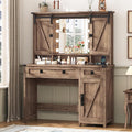 Farmhouse Vanity Desk with Mirror and Lights, Large Vanity Table with by MSMASK