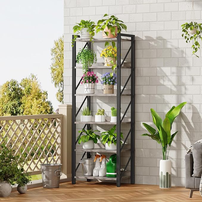 HOOBRO Bookshelf, 6-Tier Industrial Bookcase, Book Shelf Storage Organizer - Image 4