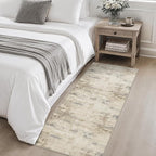 2x5 Washable Runner Rug：Modern Abstract Soft Carpet Beige Brown | - Image 4