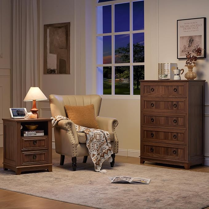 Joaxswe Farmhouse 5 Drawer Dresser - Image 8