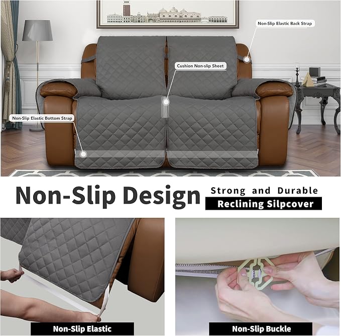 Easy-Going Oversized Loveseat Recliner Cover, Reversible Couch Cover - Image 4