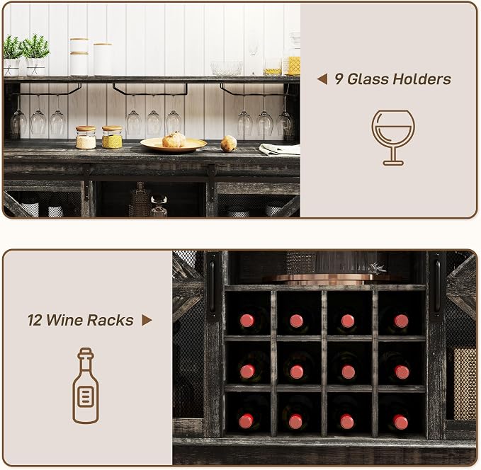 HOMCOM Farmhouse Coffee Bar Cabinet - Image 6