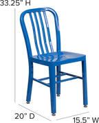 Flash Furniture Gael Commercial Grade 2 Pack Blue Metal Indoor-Outdoor Chair - Image 2