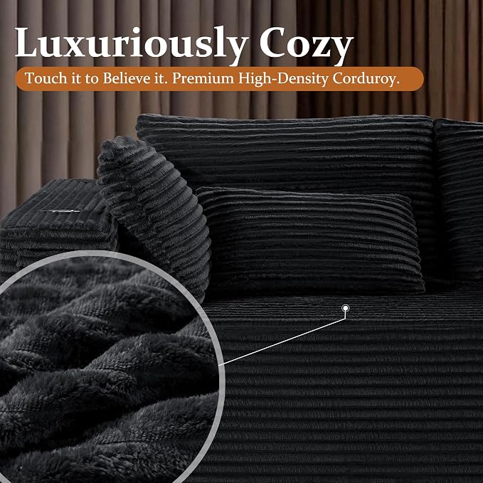 108" Oversized Cloud Sectional Couch, Comfort U Shaped Boneless Couch - Image 7