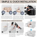 Recliner Loveseat Covers with Console, 6-Piece Stretch Geometric Strokes - Image 8