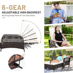 COSTWAY PE Rattan Chaise Lounge Chair, 6 Gear Adjustable Recliner - Image 6