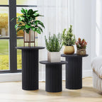 Bifins Round Nesting Coffee Table Set of 3, Mid Century Modern Fluted Coffee - Image 6
