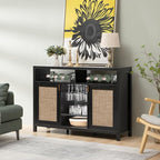 SICOTAS Rattan Coffee Bar Cabinet, Modern Liquor Cabinet - Image 4