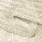 BEDELITE Ribbed Jacquard Beige Fleece Throw Blanket - Image 5