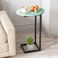 C Shaped End Side Table, Small Oval Couch Sofa Table by Katrawu