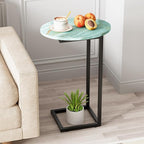 C Shaped End Side Table, Small Oval Couch Sofa Table by Katrawu