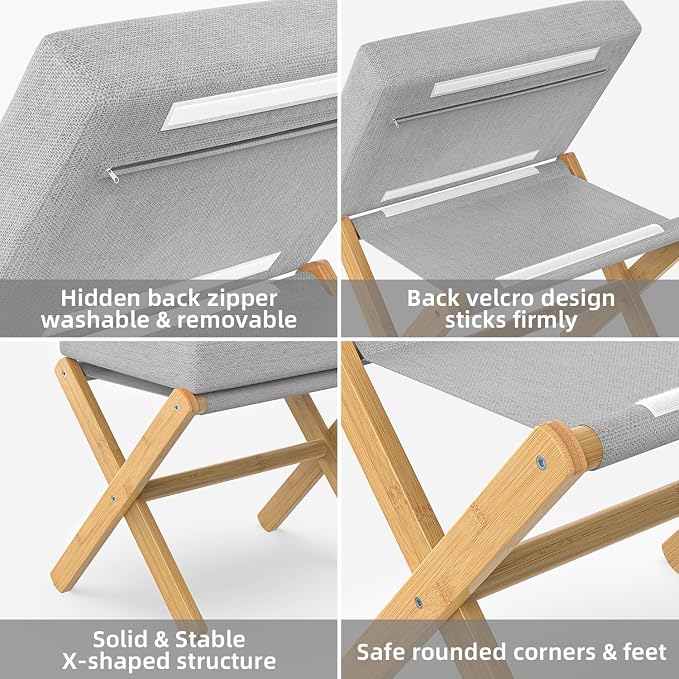 BAMBOOHOMIE Foldable Foot Stool Ottoman, Modern Foot Rest - Image 4